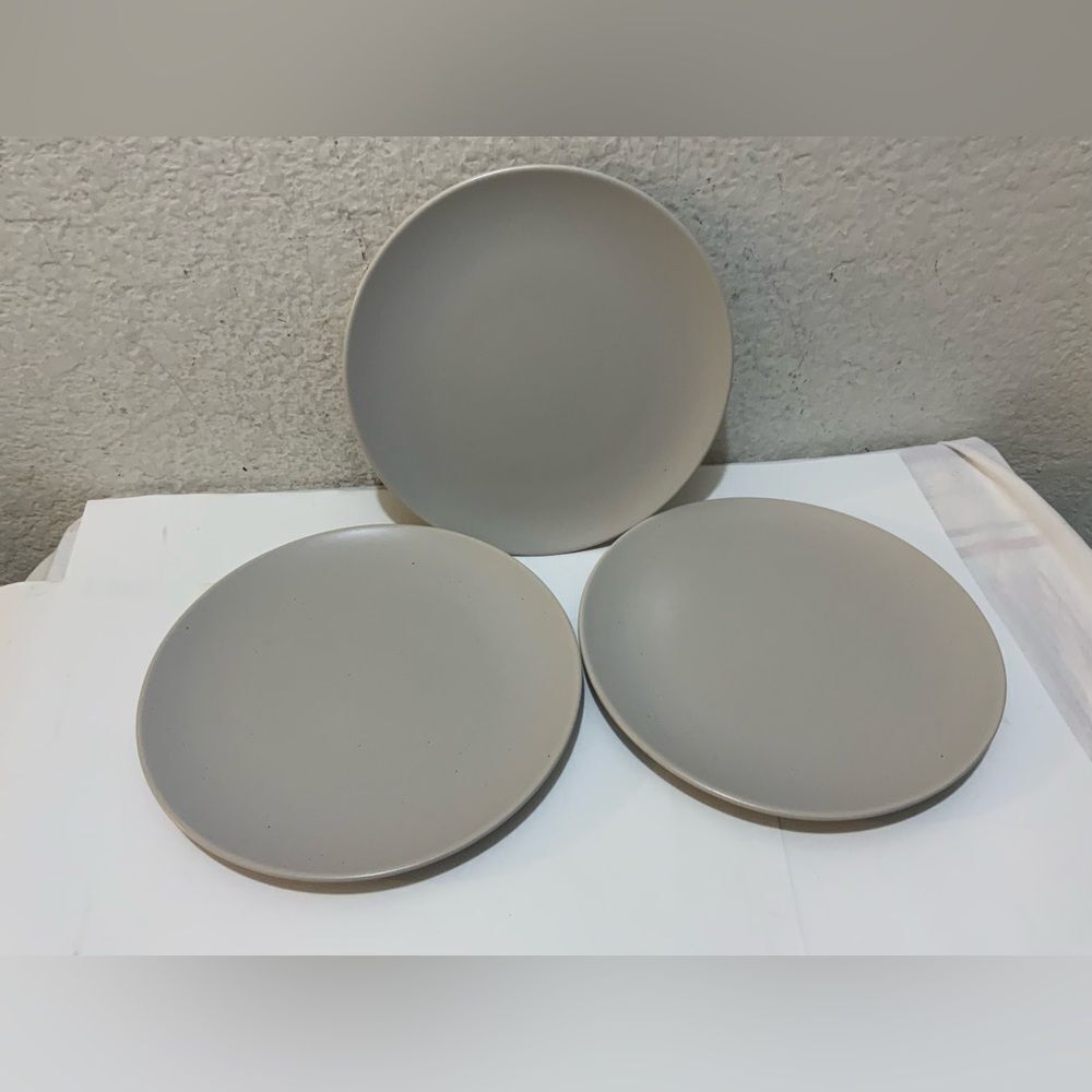 New 3 IKEA of Sweden Blue Gray Matte Salad Plates #12011 Discontinued 7.75" G14